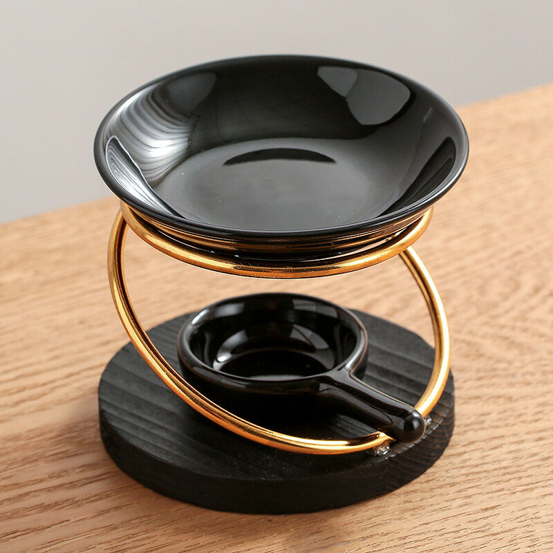 IwaiLoft 新型 黒 アロマポット 陶器 アロマ炉 茶香炉 アロマキャンドルホルダー キャンドルバーナー アロマバーナー アロマディフ