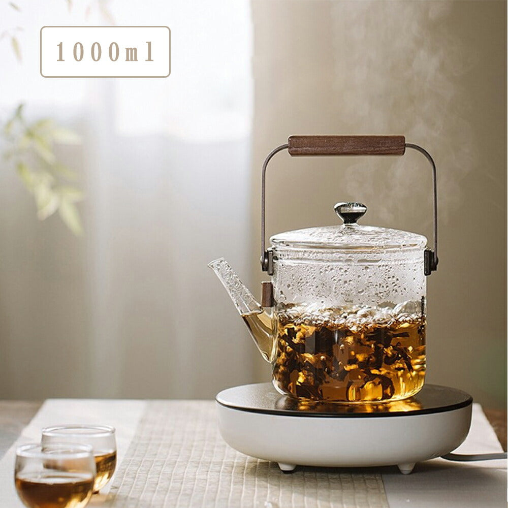 ガラスポット、ティーポット、お茶急須 耐熱ガラス茶器、コーヒーポット1000ml