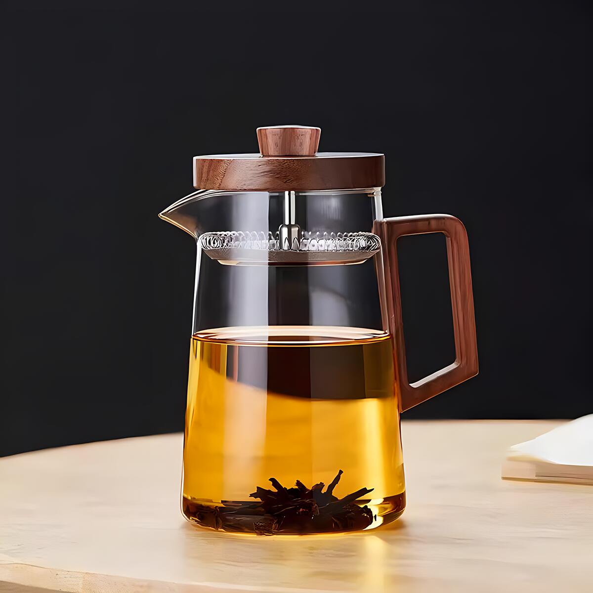 IwaiLoft 耐熱ガラス ティーポット 800ml ヤカン 湯沸かし 木製持ち手 上質な304SUSステンレス製茶こし付き おしゃれ ガ – 茶器・コーヒー用品を選ぶ  - IwaiLoft