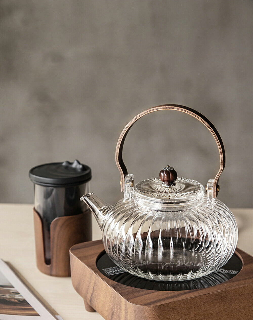 IwaiLoft Handmade Heat Resistant Glass Teapot with Tea Strainer Glass Pot  Wooden Bamboo Handle Jumping Tea Pot Fruit Tea Leaf Tea Flower Tea Craft  Tea 