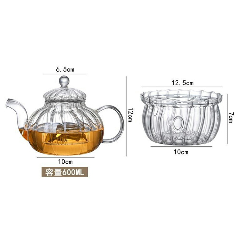 IwaiLoft Healing Heat-Resistant Glass Teapot with Tea Strainer Glass Teapot Thermal Candle Warmer Tea Warmer Set Tea For Two Glass Pot Black Tea Fruit Tea Leaf Tea Flower Tea Craft Tea Half Tea Direct Fire IL-SET1925