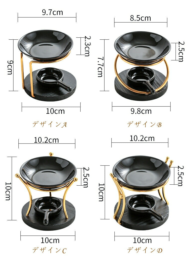 IwaiLoft 新型 黒 アロマポット 陶器 アロマ炉 茶香炉 アロマキャンドルホルダー キャンドルバーナー アロマバーナー アロマディフューザー 木製