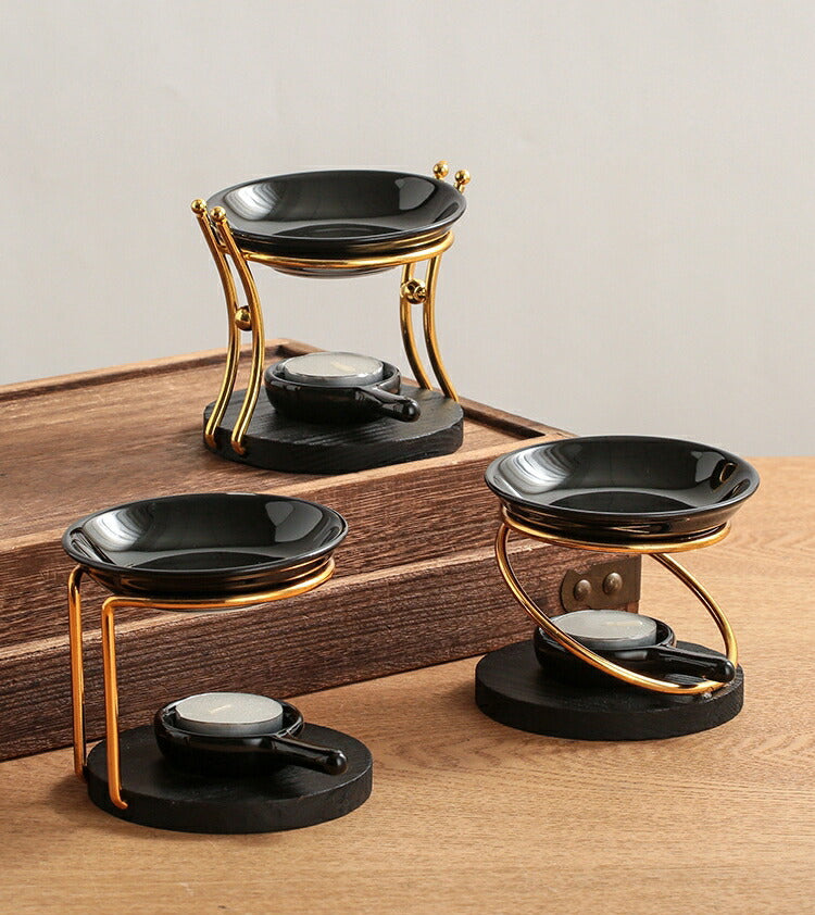 IwaiLoft 新型 黒 アロマポット 陶器 アロマ炉 茶香炉 アロマキャンドルホルダー キャンドルバーナー アロマバーナー アロマディフ –  茶器・コーヒー用品を選ぶ - IwaiLoft