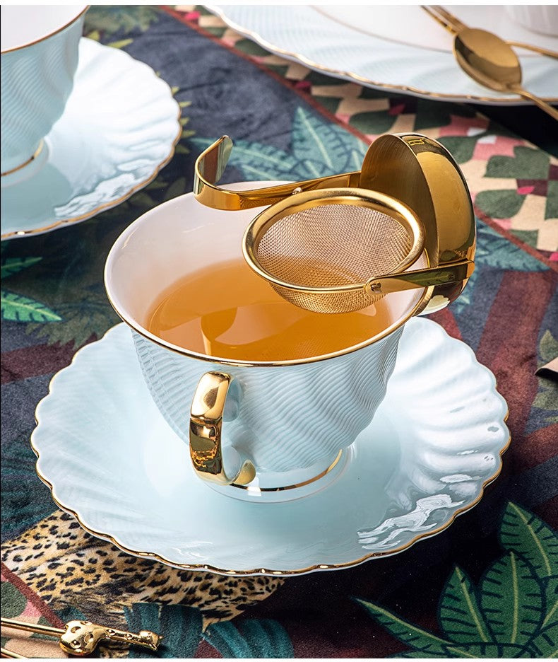 IwaiLoft 北欧 金属製 茶こし 茶漉し  回転式 ミラー 受け皿 ゴールド ティーストレーナー（茶こし）ドリッパー フィルター ティーストレーナー ガラス 紅茶 ステンレスの茶こし 急須 マグカップ ティーポット など用 取っ手付き ちゃこし 茶道具 ギフト プレゼント