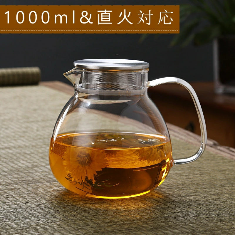 Popular item for repeated purchases IwaiLoft One-touch teapot Heat-resistant glass Glass pot Glass teapot Tea pot Easy-to-handle teapot for 2 to 3 people Milk pitcher Convenient as a jug Direct-fireable Free shipping Dishwasher safe (450mL-700mL)