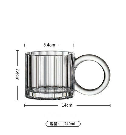 IwaiLoft  Carved relief ガラスマグ 焼酎 グラス モーニング カップ 240ml ミルクコップ 牛乳カップ ウイスキー 硝子 グラス ガラスグラス 小さい ティーグラス ティーカップ コーヒーカップ 冷茶グラス ガラスカップ ガラス食器 エンボス加工 来客用 母の日 ギフト