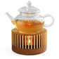 IwaiLoft Healing Heat-Resistant Glass Teapot with Tea Strainer Glass Teapot Thermal Candle Warmer Tea Warmer Set Tea For Two Glass Pot Black Tea Fruit Tea Leaf Tea Flower Tea Craft Tea Half Tea Direct Fireable IL-SET1925 (Teapot, 250mL)