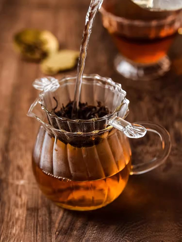 IwaiLoft 美しい 耐熱ガラス 茶こし 茶漉し ドリッパー フィルター ティーストレーナー ガラス 紅茶 ガラスの茶こし 急須 マグカップ ティーポット など用 取っ手付き ちゃこし 茶道具 ギフト プレゼント