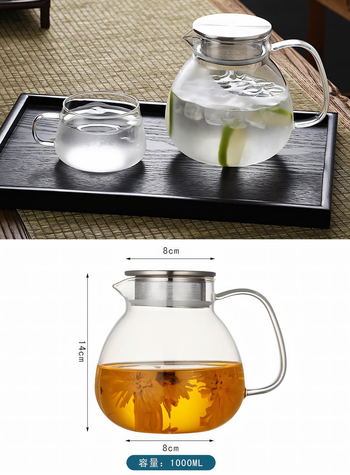 Popular item for repeated purchases IwaiLoft One-touch teapot Heat-resistant glass Glass pot Glass teapot Tea pot Easy-to-handle teapot for 2 to 3 people Milk pitcher Convenient as a jug Direct-fireable Free shipping Dishwasher safe (450mL-700mL)