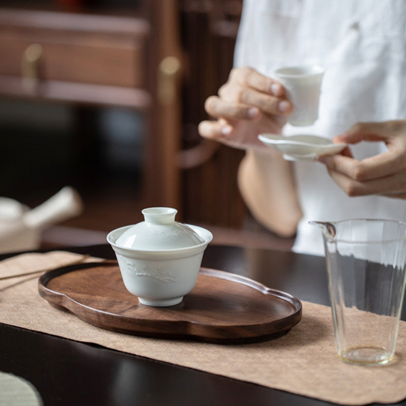 IwaiLoft 白玉 蓋碗 三才碗 宝瓶 煎茶器 急須 中国茶 ウーロン茶 お茶用品 ティーウェア 台湾茶器 中国茶器 来客用 贈り物にも 食洗機対応