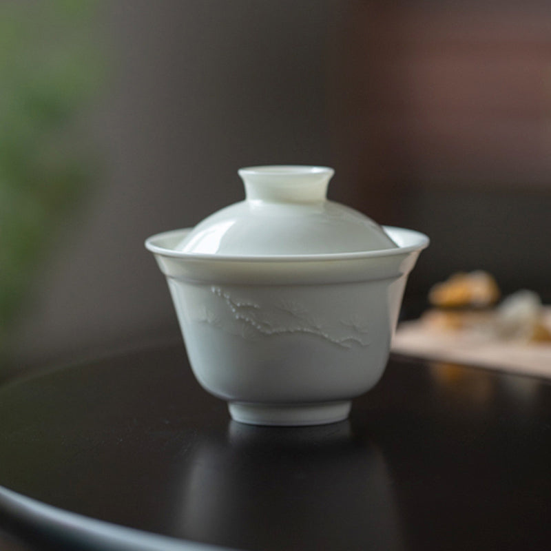 IwaiLoft 白玉 蓋碗 三才碗 宝瓶 煎茶器 急須 中国茶 ウーロン茶 お茶用品 ティーウェア 台湾茶器 中国茶器 来客用 贈り物にも 食洗機対応