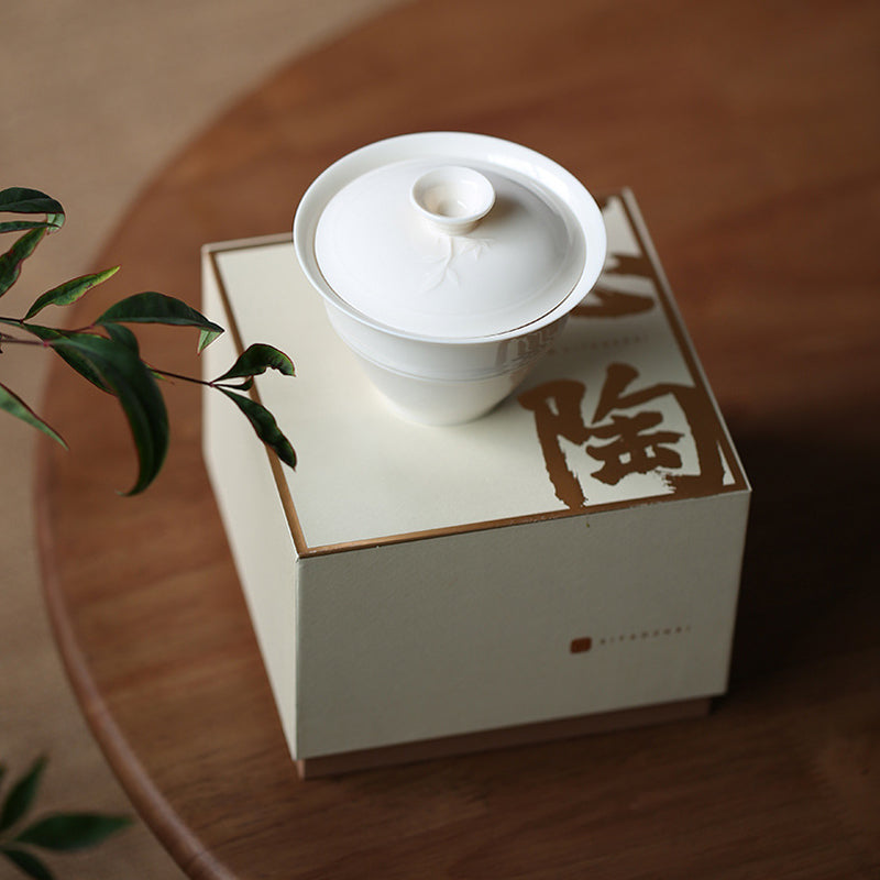 IwaiLoft 白玉 蓋碗 三才碗 宝瓶 煎茶器 急須  中国茶 ウーロン茶 お茶用品 ティーウェア 台湾茶器 中国茶器 来客用 贈り物にも 食洗機対応