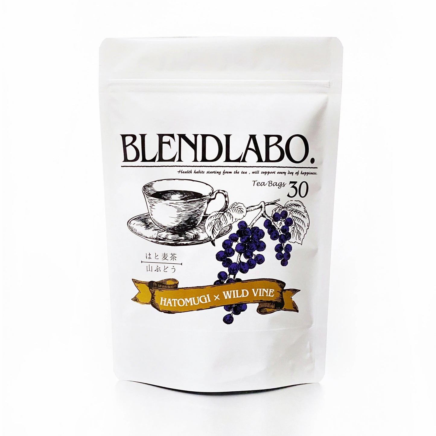 フレーバーティー はと麦茶 山ぶどう ハト麦茶  ノンカフェイン 健康茶 国産 ティーバッグ 30包 ふくちゃ ハトムギ ブドウ 葡萄 Blend LABO. ふくちゃ