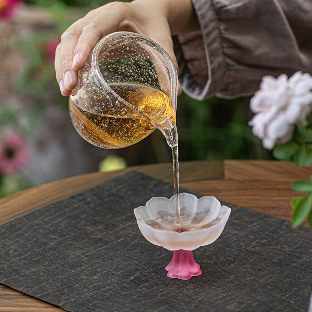 IwaiLoft 蓮の花 瑠璃 グラス 小皿 小鉢 ガラス 小さめ ゴブレット 