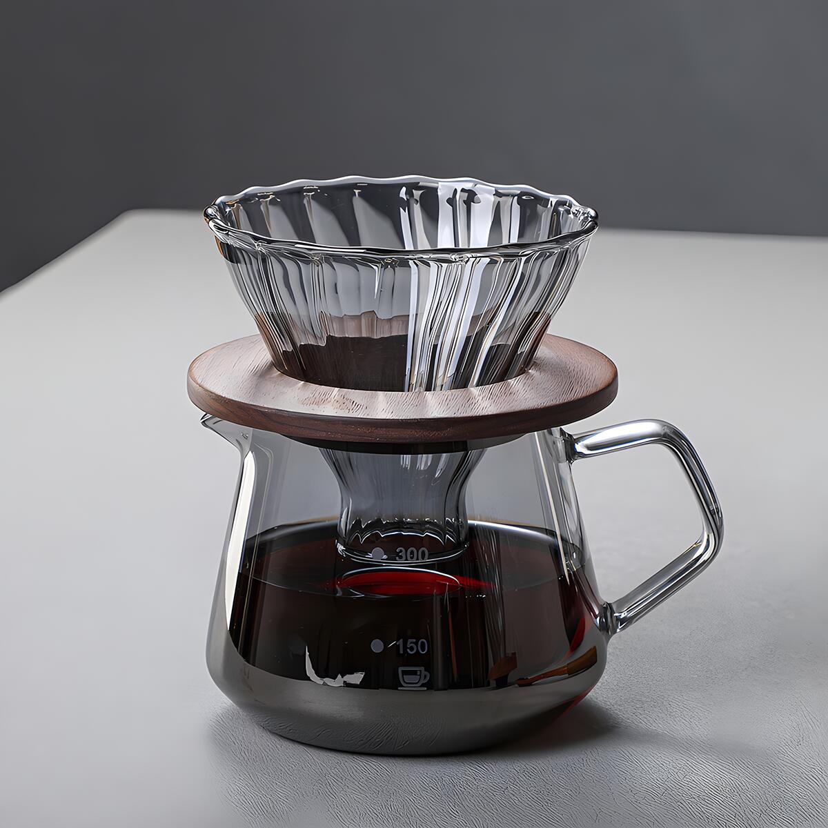 IwaiLoft コーヒーサーバー ガラスドリッパー セット コーヒーポット V60 コーヒードリッパー 耐熱ガラス ２cup ハンドドリッパー ドリッパーコーヒー コーヒー用品 珈琲 コーヒー器具 おしゃれ 北欧 母の日 父の日 プレゼント