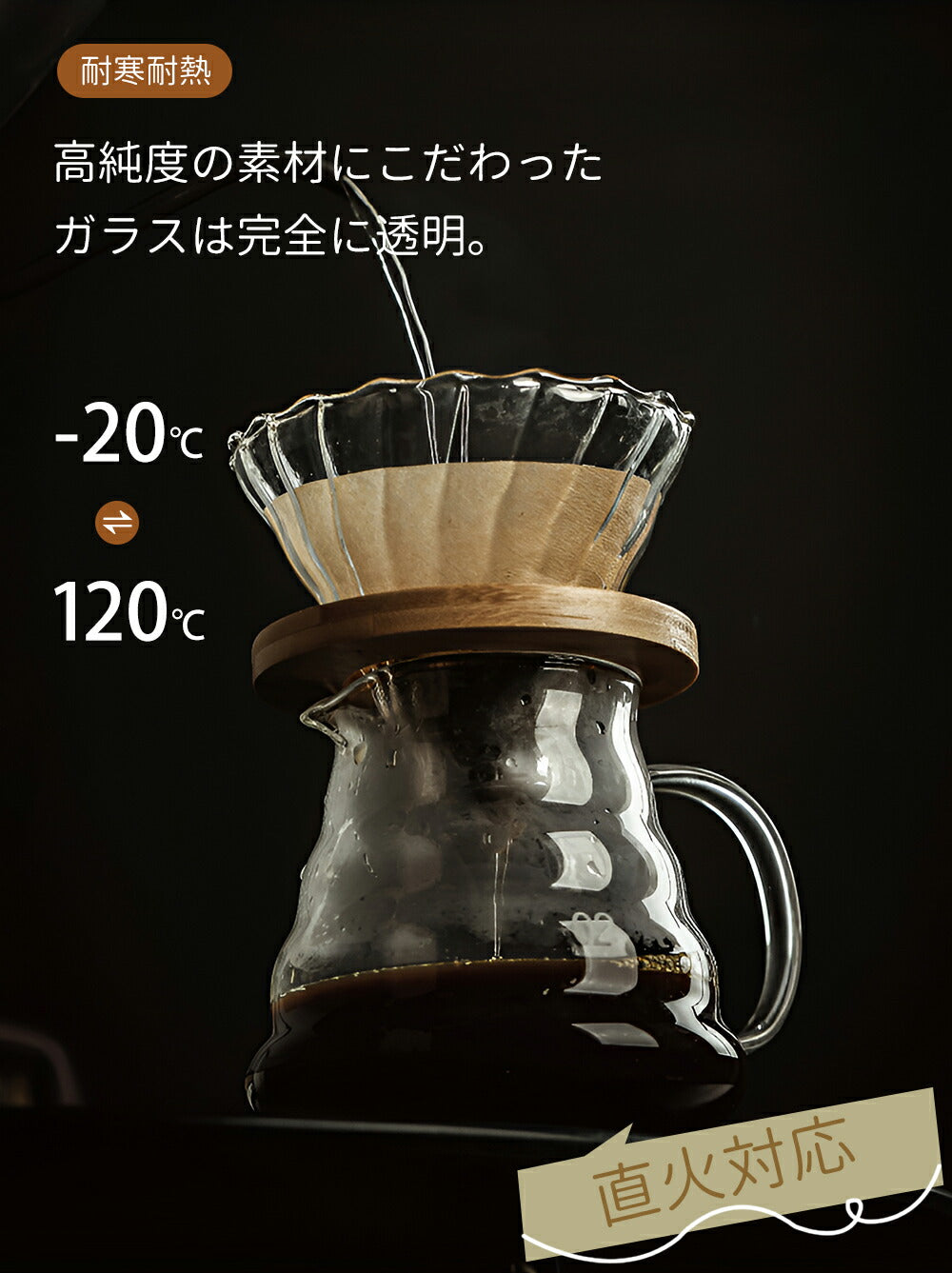 IwaiLoft コーヒーサーバー ガラスドリッパー セット S M コーヒーポット V60 コーヒードリッパー 耐熱ガラス 1~4cup ハンドドリッパー ドリッパーコーヒー コーヒー用品 珈琲 コーヒー器具 おしゃれ 北欧 母の日 父の日 プレゼント