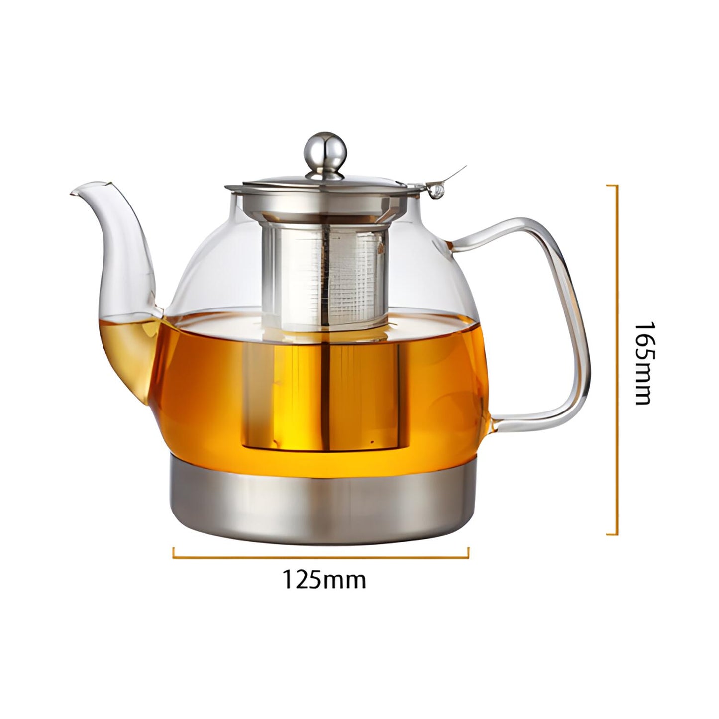 IwaiLoft New Teapot, Heat Resistant Glass, SUS Stainless Steel Tea Strainer, Glass Pot, Glass Teapot, Tior, Direct Fireable, Large Capacity, Nordic Leaf Teapot, Flower Tea, Half Tea, Tea Pot, IL-G1876 (1300mL, IH Compatible)