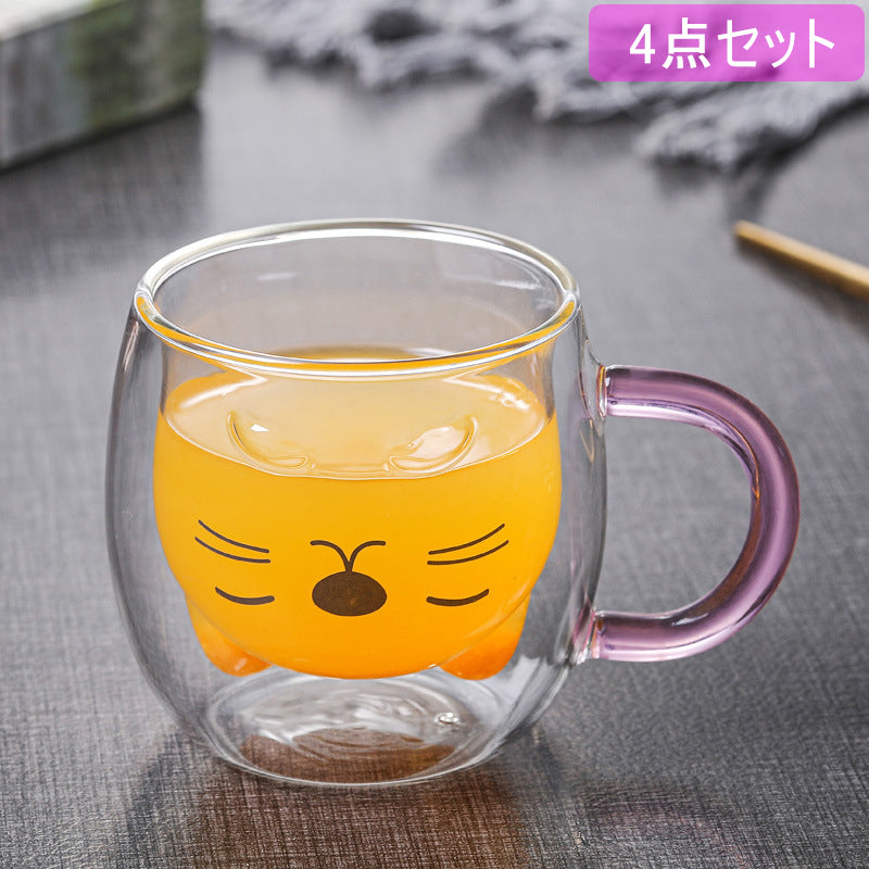IwaiLoft 猫 耐熱ガラス ティーポット ガラスマグ 専用茶こし