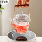 IwaiLoft Handmade Heat Resistant Glass Teapot with Tea Strainer Glass Pot Copper Handle Jumping Tea Pot Fruit Tea Leaf Tea Flower Tea Craft Tea Half Tea Direct Fireable Large Capacity IL-G1968 (Stone Ball, 500mL)