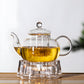 IwaiLoft Healing Heat Resistant Glass Teapot with Tea Strainer Glass Teapot Tea For Two Glass Pot Black Tea Fruit Tea Leaf Tea Flower Tea Craft Tea Half Tea Direct Fire IL-SET1925 (Round Teapot, 600mL) 