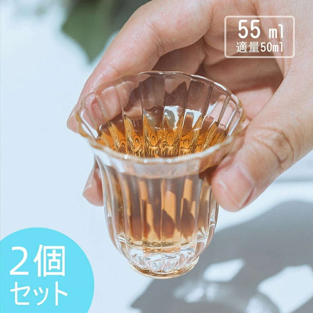 IwaiLoft Aoiguchi Heat Resistant Glass Glass Cup Glass Sake Cup / Ochoko Low Glass Cold Tea Glass Tea Glass Condensation Resistant Microwave OK For Visitors Birthday Gift Celebration