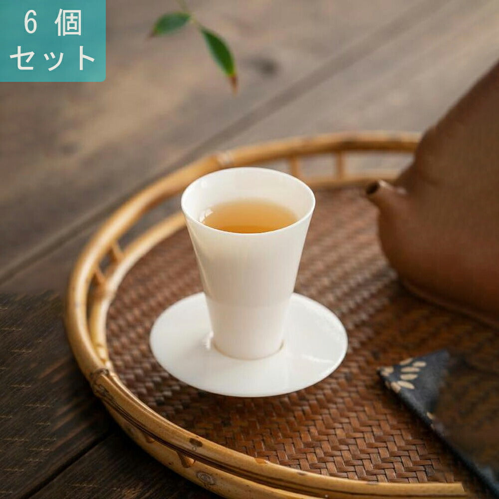 IwaiLoft 白玉 聞香杯 茶たく付き 30ml ギフト包装 茶杯 茶器 湯のみ 湯呑み お茶 カップ コップ 来客用 お茶用品 ティーウェア 中国茶器 台湾茶器 贈り物にも 食洗機対応 電子レンジ対応