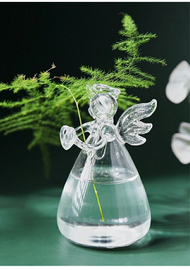 IwaiLoft 部屋に置くだけで、周囲が優しい雰囲気に 手作り 花瓶 ガラス ガラス花瓶 花器 一輪挿し フラワーベース ミニ 小 インテリア  おしゃれ 水栽培 ボトル 天使 天使の祈り 工芸品 Flower 一輪挿し