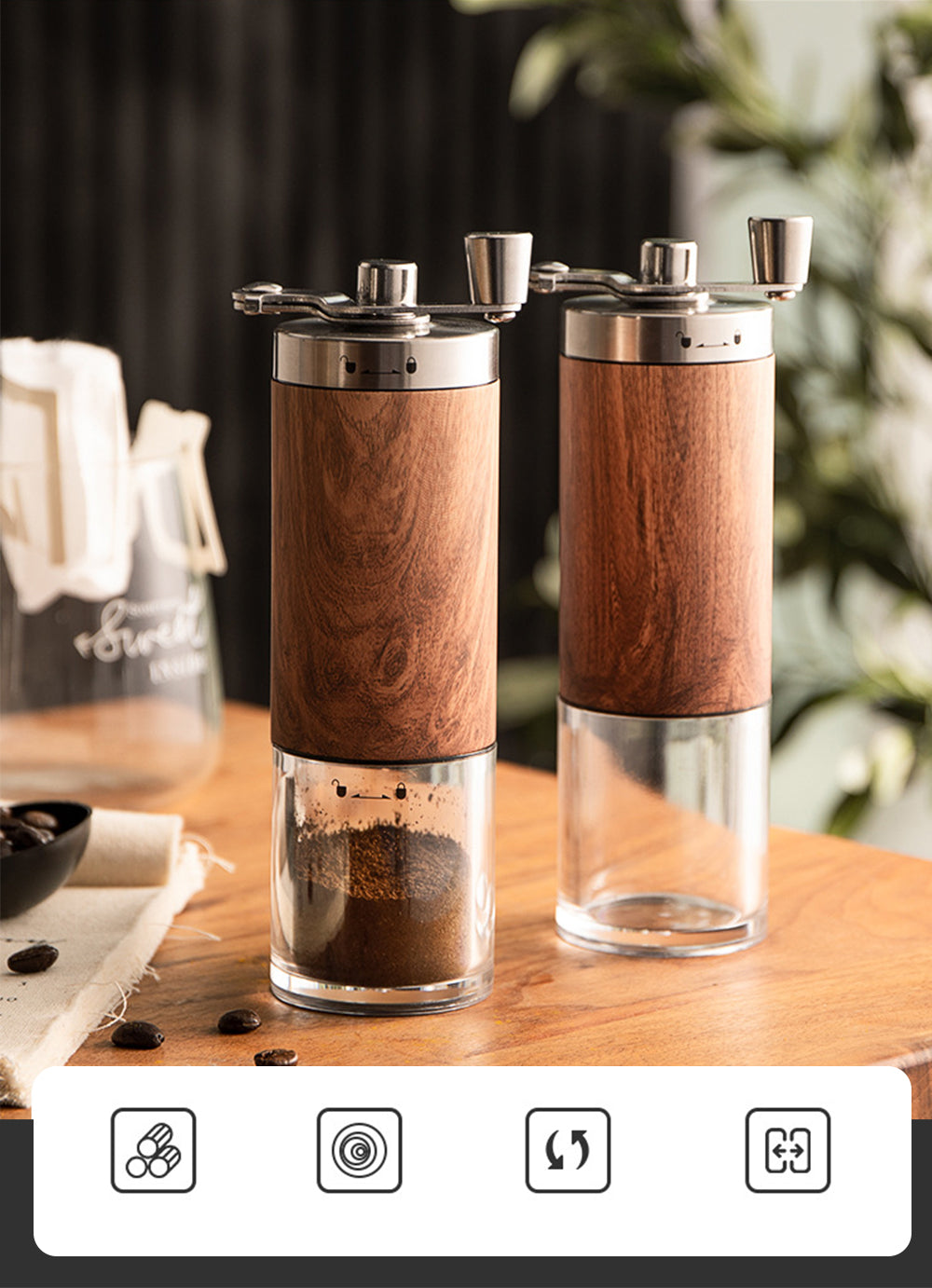 コーヒーミル コーヒーグラインダー 手挽きコーヒーミル 水洗い可能 