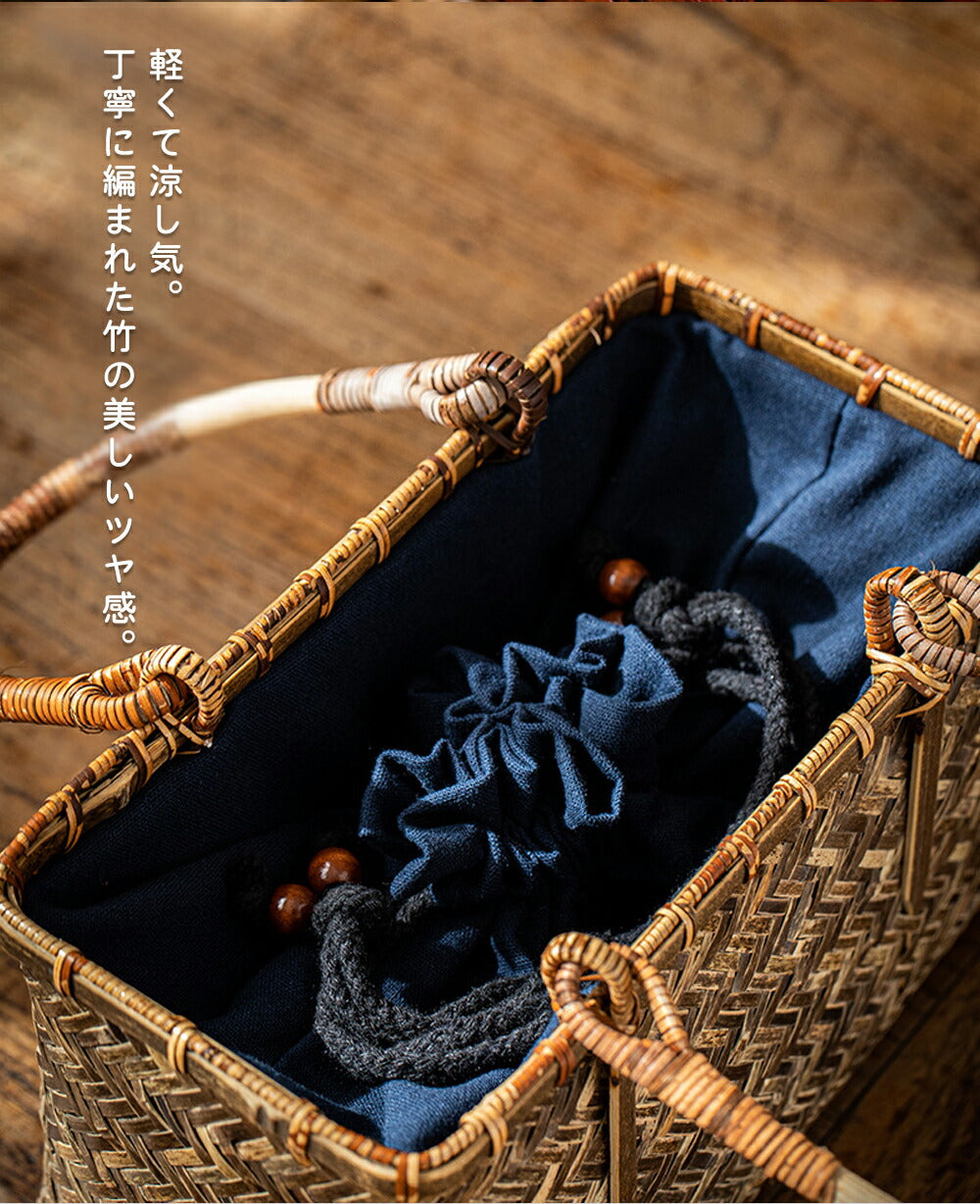 竹かごバッグ 手編み 工芸品 - かごバッグ