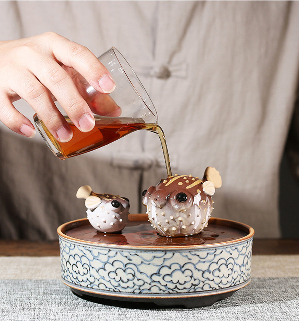 IwaiLoft 河豚 置物 陶器 茶寵 手作り オブジェ かわいい 縁起物 工芸 