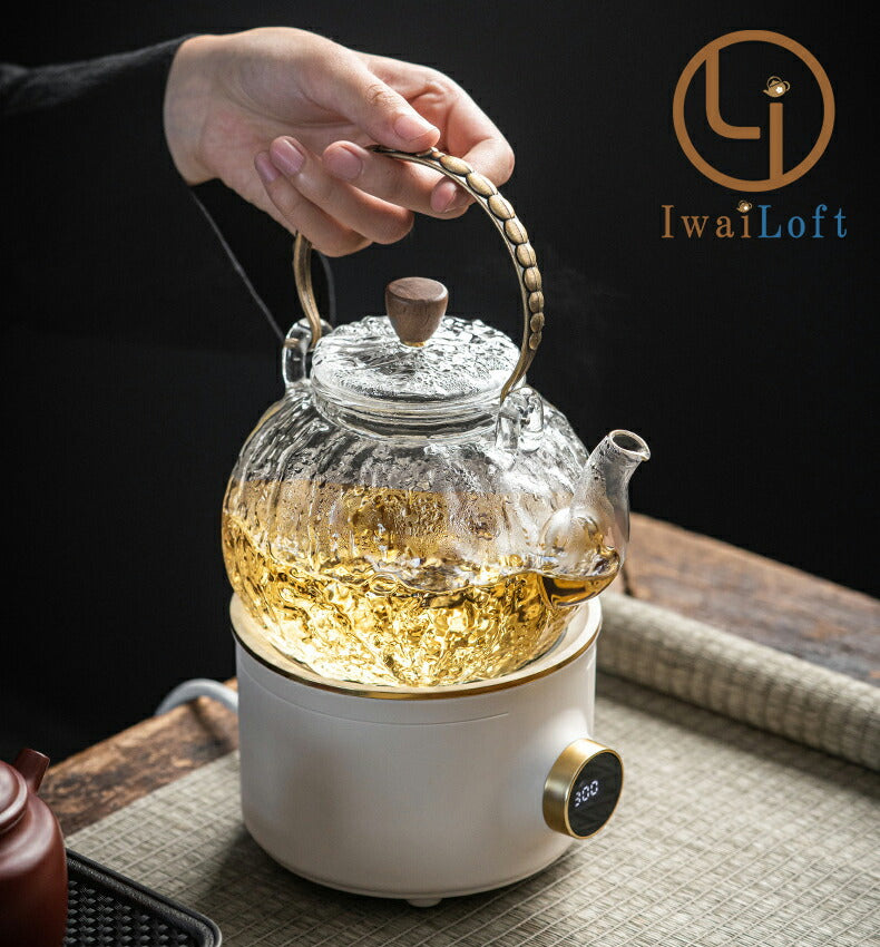 IwaiLoft 贅 耐熱ガラス ティーポット 茶こし付き ガラス製ポット